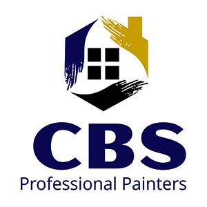 Logo of cbs professional painters featuring a house outline with a paintbrush stroke and the letters cbs.
